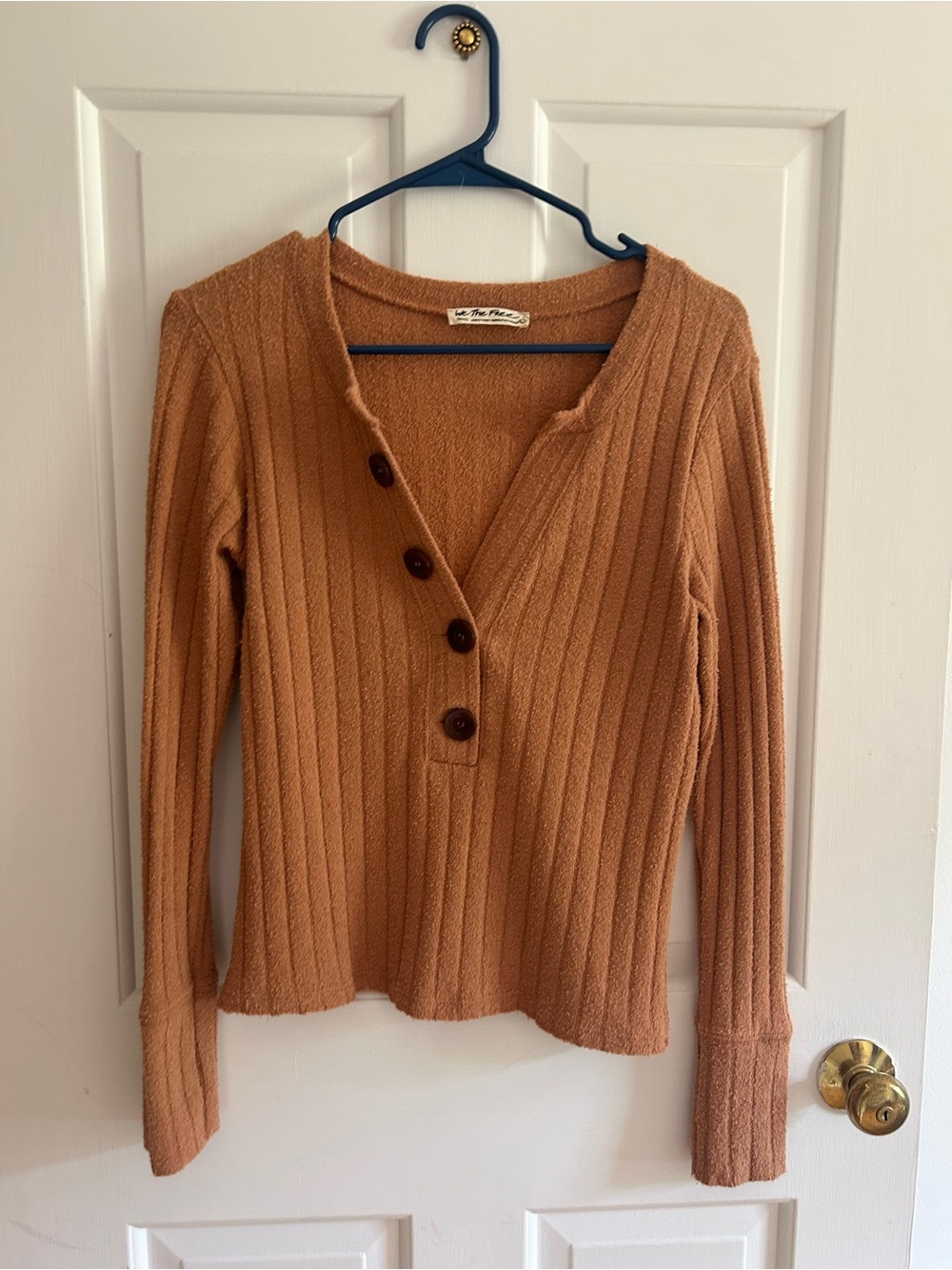 We The Free Textured Button-Front Long Sleeve Top — Mauve
